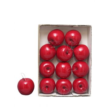 Artificial apples WENHENG, 12 pieces, shiny red, Ø3.1"/8cm
