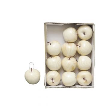 Artificial apples RUOMAN, 12 pieces, white, Ø2.6"/6,5cm