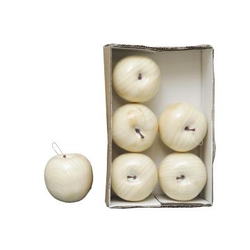 Artificial apples SHIMAN, 6 pieces, white, Ø3.5"/9cm