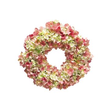 Artificial hydrangea wreath MUSHANA, pink-cream, Ø16"/40cm