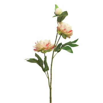 Artificial peony branch YILING, cream-pink, 26"/65cm