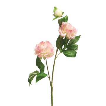Artificial peony branch YILING, pink-white, 26"/65cm