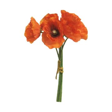 Artificial poppy bouquet XIONG, orange, 12"/30cm