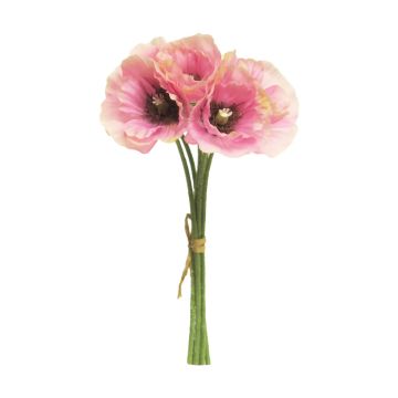 Artificial poppy bouquet XIONG, pink-cream, 12"/30cm