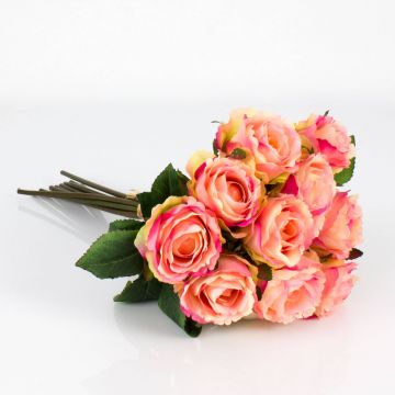 Bouquet of roses MOLLY with 10 roses, light pink-yellow, 14"/35cm, Ø 8"/20cm 