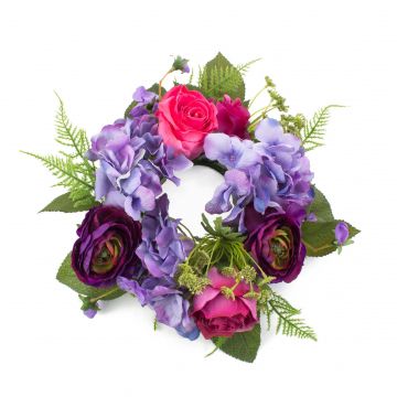 Summer wreath SUNA on rattan, purple-pink, Ø12"/30cm