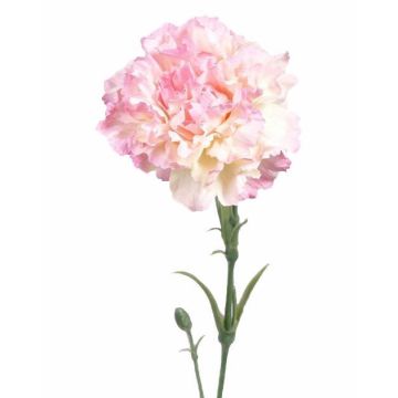 Artificial carnation VANERA, pink-white, 24"/60cm, Ø3.1"/8cm