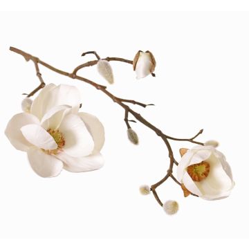 Fake magnolia KOSTAS, cream, 22"/55cm, Ø2"-3.1"/5-8cm
