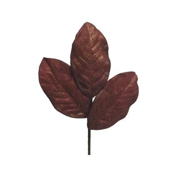 Artificial magnolia branch JUNWEI, glitter, red-gold, 12"/30cm