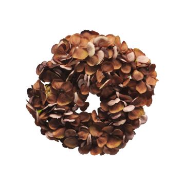 Textile hydrangea wreath YANEN, brown, Ø10"/25cm