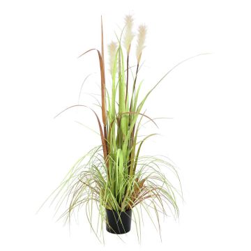 Plastic feather grass VENA with panicles, green-brown, 4ft/120cm