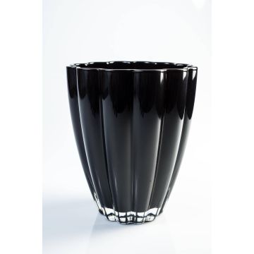Glass flower vase BEA, black, 6.7"/17cm, Ø5.5"/14cm