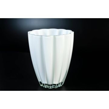 Glass flower vase BEA, white, 6.7"/17cm, Ø5.5"/14cm