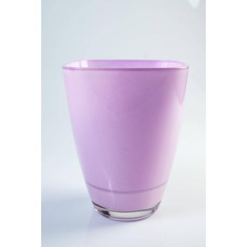 Purple vase YULE, angular, glass, 6.7"x5"x5"/17x13x13cm