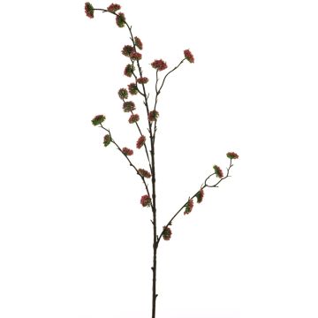 Artificial witch hazel branch DEYONG with flowers, red-green, 3ft/90cm