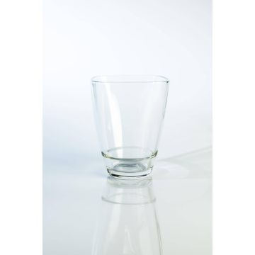 Clear vase YULE, angular, glass, 6.7"x5"x5"/17x13x13cm