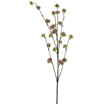 Decorative peach branch QIAOMEI, flowers, pink-green, 3ft/100cm