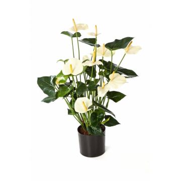 Artificial anthurium bush LEVANA, cream, 31"/80cm, Ø3.1"x4"/8x10cm