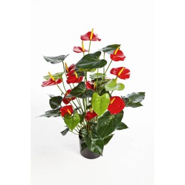 Artificial anthurium bush LEVANA, red, 31"/80cm, Ø3.1"x4"/8x10cm