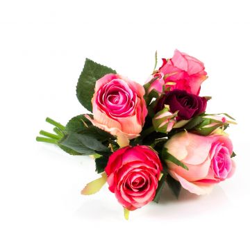 Artificial rose bouquet MOLLY, light pink-dark pink, 12"/30cm, Ø5.9"/15cm