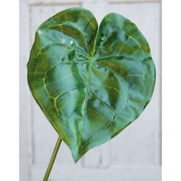 Artificial anthurium leaf GÜLSAH, green, 26"/65cm