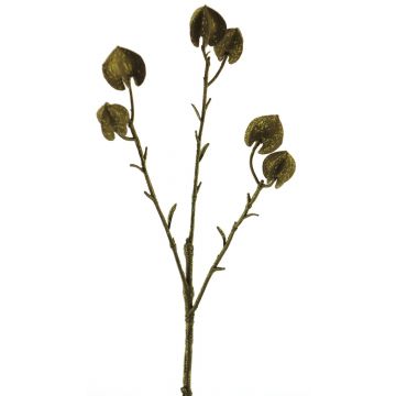 Decorative physalis branch CUIXIA with fruits, antique gold, 16"/40cm