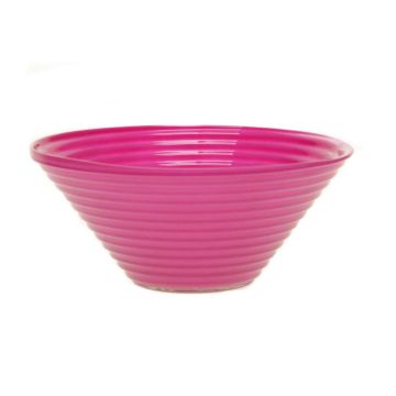 Glass bowl SELMA with grooves, fuchsia, 3.1"/8cm, Ø7"/19cm
