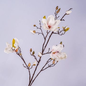 Fake magnolia spray LILO, white-pink, 4ft/110cm, Ø2"-3.5"/5-9cm