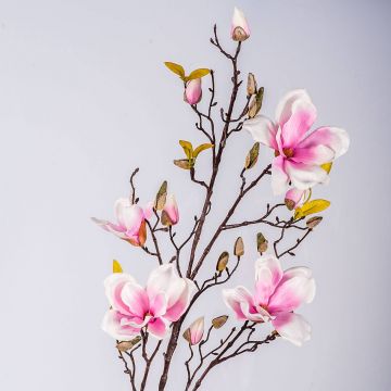 Fake magnolia spray LILO, pink-white, 4ft/110cm, Ø2"-3.5"/5-9cm