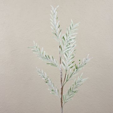 Plastic cypress branch ZHARANTE, snow-covered, green, 30"/75cm
