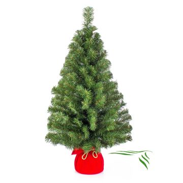 Fake Xmas tree WARSAW, jute bag in red, 3ft/90cm, Ø 20"/50cm
