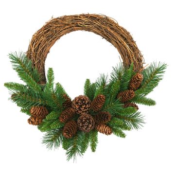 Artificial fir wreath ALFRED, green, Ø16"/40cm