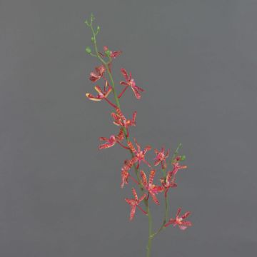 Artificial branch Cattleya orchid TRASSA, red-orange, 31"/80cm