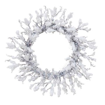 Artificial willow wreath EZIO, snow-covered, white, Ø 12"/30cm