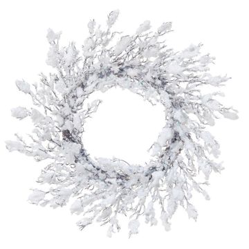 Artificial willow wreath EZIO, snow-covered, white, Ø 18"/45cm