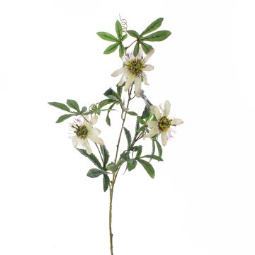 Artificial passion flower SHARI, white-purple, 3ft/100cm, Ø3.5"-4.3"/9-11cm