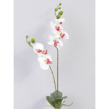 Artificial phalaenopsis NAARA spike, white-pink, 30"/75cm, Ø2.4"-3.1"/6-8cm
