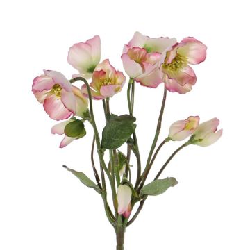 Artificial Christmas rose / Hellebore HALLA, 6 flowers, pink, 12"/30cm