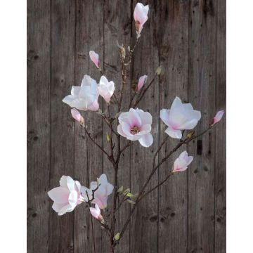 Artificial magnolia spray YONA, white-light pink, 4ft/130cm