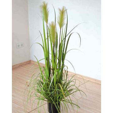 Artificial pampas grass NICOLAS with panicles, green, 4ft/120cm