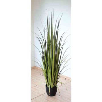 Artificial reed grass MATIN in decorative pot, green, 5ft/150cm