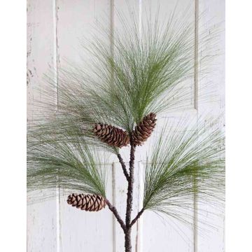 Plastic pine branch ALERIC with cones, green, 5ft/155cm