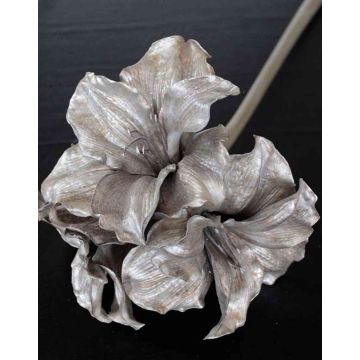 Artificial Amaryllis KEISHA, silver, 31"/80cm