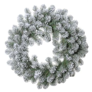 Decorative fir wreath FRANKLIN, snow-covered, white-green, Ø 24"/60cm