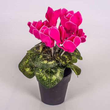 Fake cyclamen HEIDI in a decorative pot, pink, 10"/25cm, Ø2"-3.1"/5-8cm