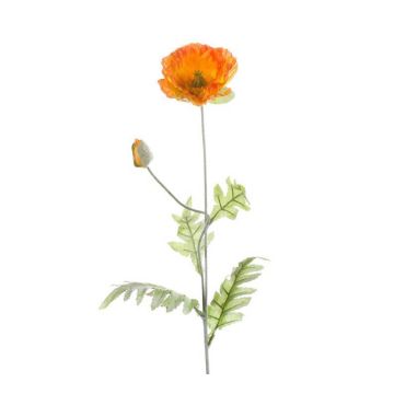 Fake poppy spray LISSIE, orange, 28"/70cm, Ø4.7"/12cm