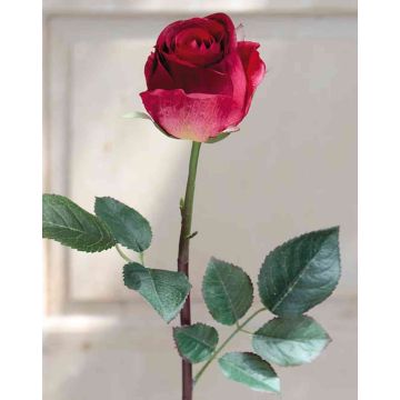Artificial rose SAPINA, red-green, 24"/60cm, Ø2.4"/6cm
