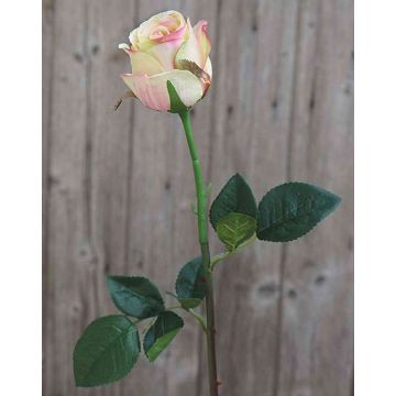 Artificial rose SAPINA, yellow-pink, 24"/60cm, Ø2.4"/6cm