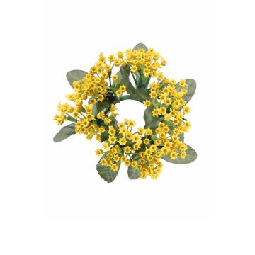 Artificial candle wreath SUNHILD with baby's breath, yellow, Ø cm