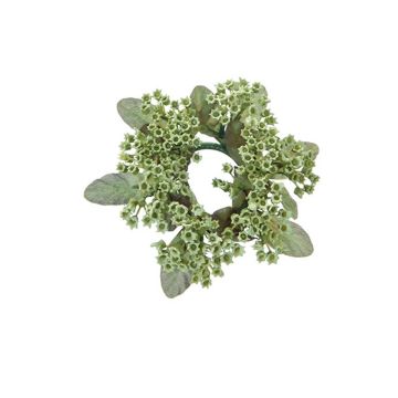 Artificial candle wreath SUNHILD with baby's breath, green, Ø cm